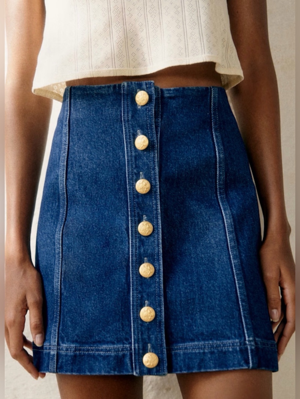 Sezane Savina Denim Mini Skirt Blue Size FR 34/US 2
